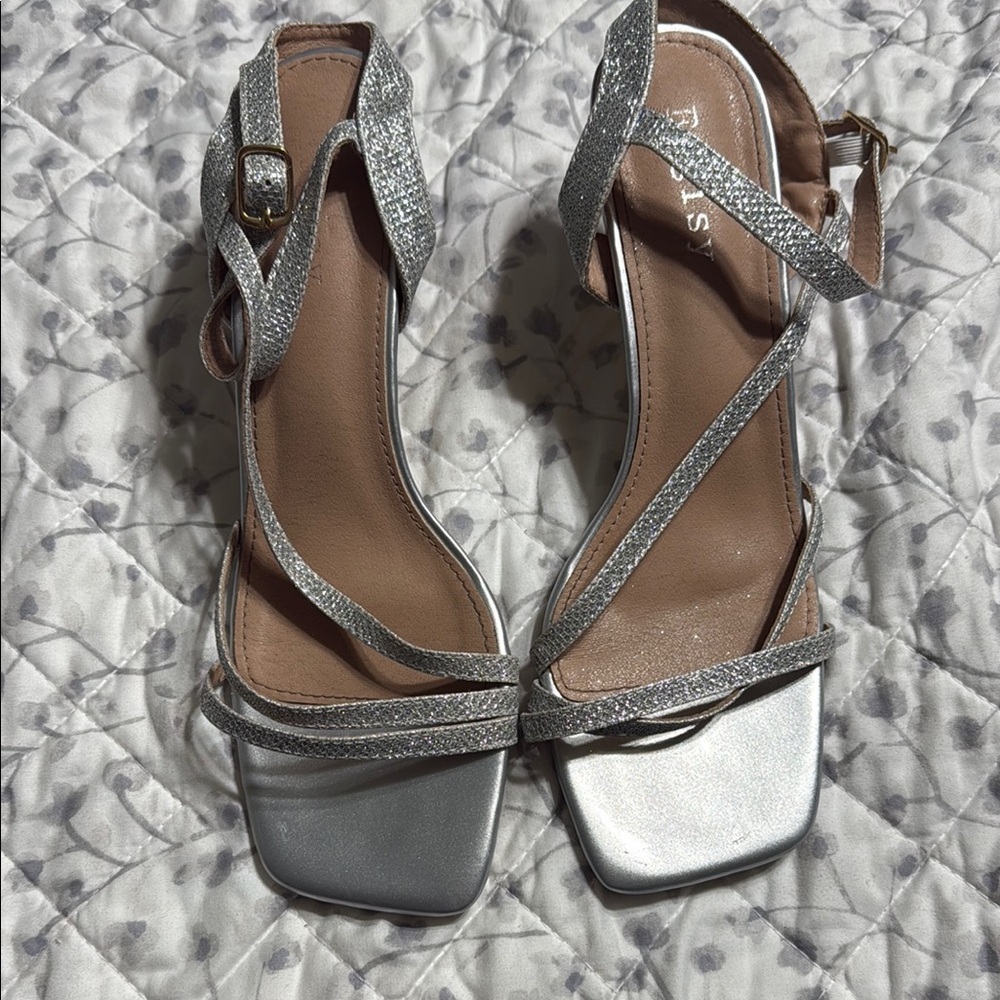 Silver Strappy Women's Heels